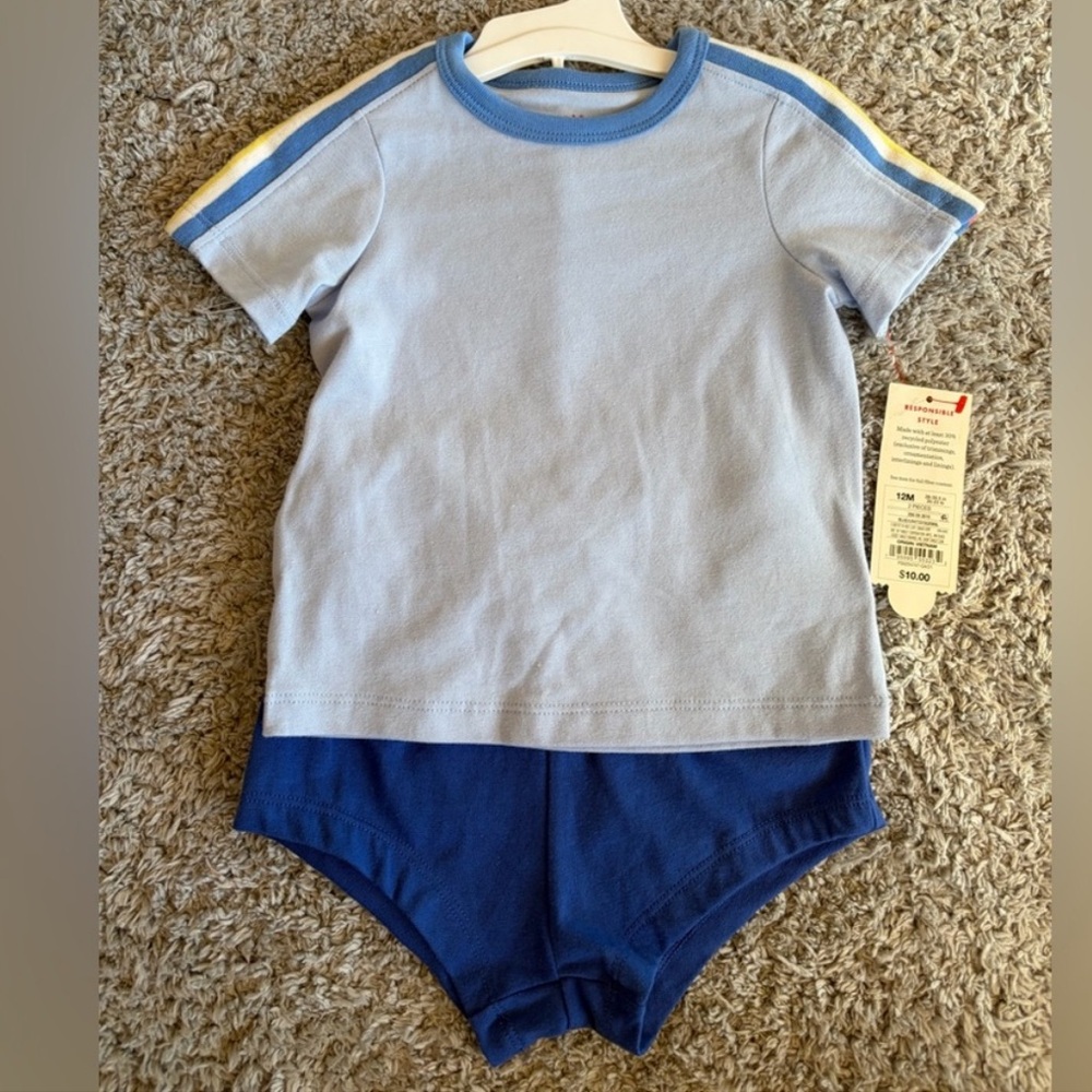 NWT• Cat & Jack •2-pc Short Sleeve Shirt & Short Set| 12m
